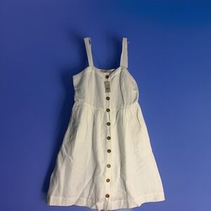 Ann Taylor LOFT Dress Sz 2P White Linen Blend Button Up Sleeveless Tank, NWT